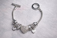 Silver Crystal Heart Charm