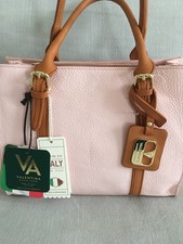 Valentina blush pink leather handbag hand made in Italy.