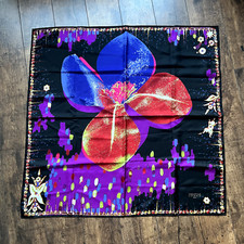 Vintage Christian Lacroix Paris 100% Silk Orchid Floral Scarf Hand Rolled