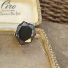 LOVELY HANDCRAFTED STERLING SILVER FACETED HEMATITE RING SIZE N & HALF