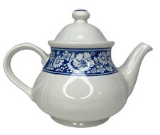 Churchill Royal Wessex Tea Pot Blue w/ White Flowers Floral Band Made in England