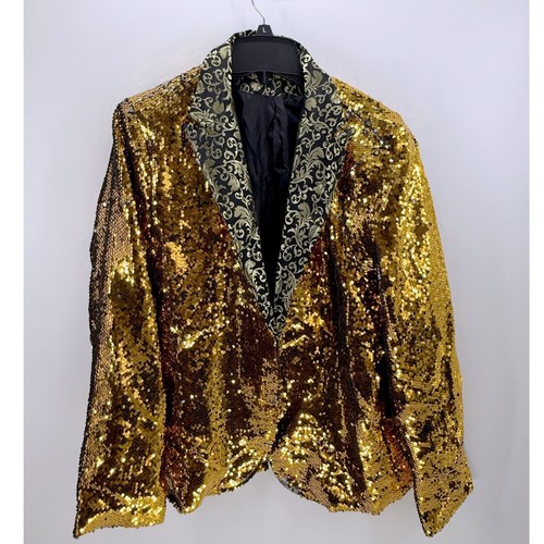 Gold sequin blazer jacket - sequin, with