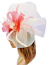 Ivory red  Feathers Fascinator Hatinator New Handmade  Wedding  Ascot  Unique