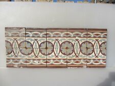 Victorian Ceramic Floor Tile Terracotta Antique 1800s Vintage Old Floral x10 Set