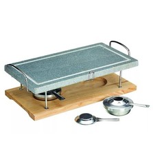 Artesa Natural Marble Tabletop Hot Stone Grill with Gel Burners, No Cable Needed