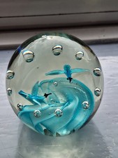 Glass paperweight. Blue wave
