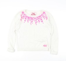 Superdry Girls Ivory Floral Knit Pullover Jumper XS