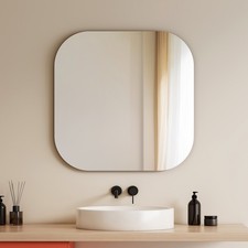 Frameless Unframed Bathroom Mirror with Pre Drilled Holes & Wall Hanging