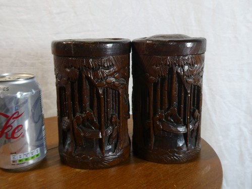 Pair antique lidded fine - pair,
