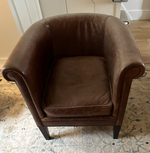 Brown leather tub club - brown,