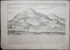 antique print Monte Cassino Abbey San Benedetto 1705 De Fer view San Germano