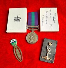 MILITARIA BUNDLE: GENERAL SERVICE MEDAL CYPRUS ROYAL SIGNALS/CAP BADGE/BOOKMARK