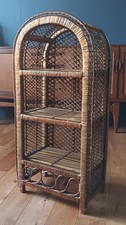 Early Vintage Arched Shelving Unit Rattan Bamboo Storage Boho Tiki Freestanding 