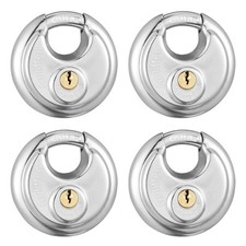 4 Pack Keyed Alike Disc Padlock, Stainless Steel Lock with Key,2-3/4 in.Wide,3/8