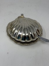 Vintage  silver-plated clam shell butter dish