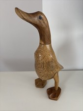 Hand Carved Wooden Duck Figurine Sculpture Home Decor Vintage 10”
