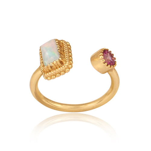 Double stone open ring with - stone,