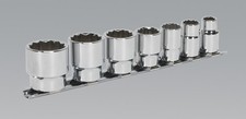 (SBS) SEALEY SOCKET SET 7Pce 3/8 DRIVE WHITWORTH 1/8 > 1/2 12 POINT