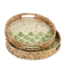 Round Water Hyacinth Tray with