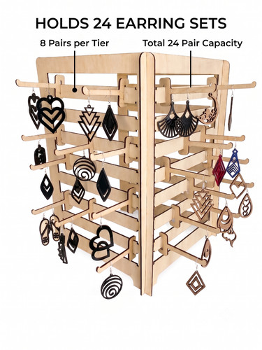 Wooden earring display stand - wooden,