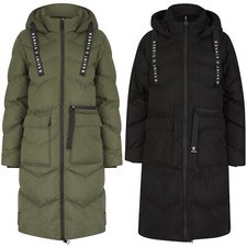 Womens Ladies Long Oversized Coat Quilted Padded Bubble Hooded Puffer Jacket