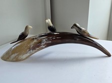 Vintage Carved Cow Horn with 3