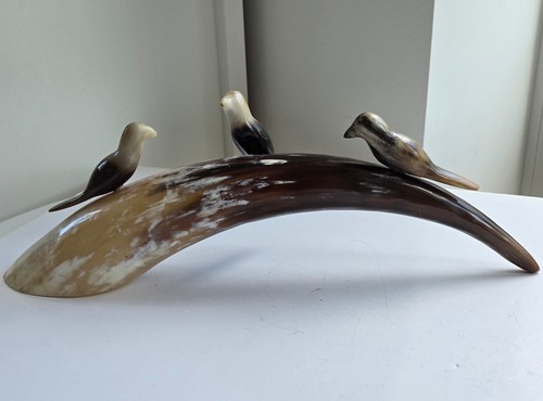 Vintage carved cow horn - vintage,