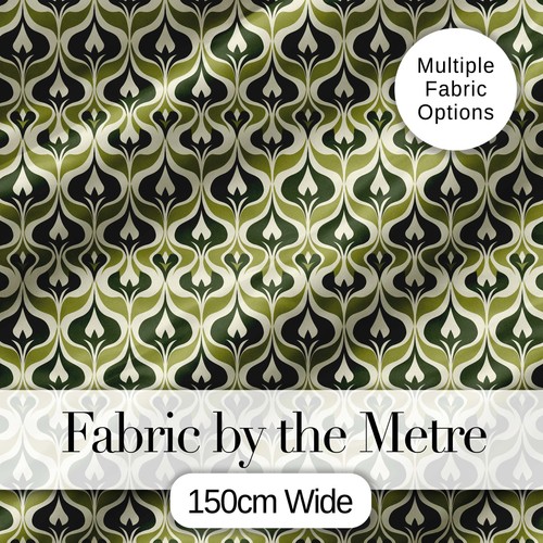Retro green abstract damask - green,
