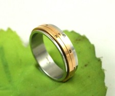 Gold & Silver Colour 316L Stainless Steel Spinning Date of Month 6mm Band Ring