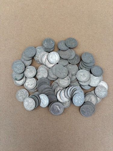 Job lot 100 sixpence coins - sixpence,