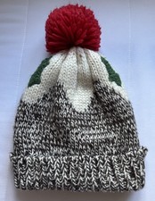 CHRISTMAS PUDDING KNITTED BOBBLE HAT HOLIDAY WINTER ADULTS