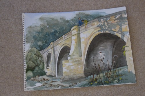 Original watercolour bridge - original,