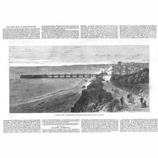 BOURNEMOUTH The New Pier - Antique Print 1880