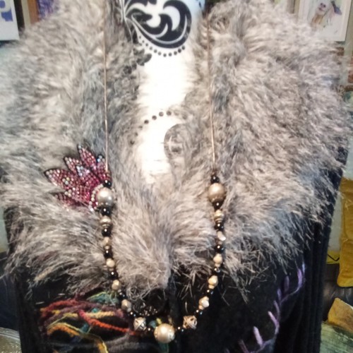 Indian silver necklace with - silver,