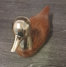 Beautiful Vintage Smooth Wood Duck with Brass Head