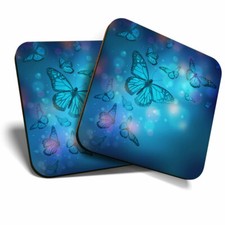2 x Coasters - Blue Glowing