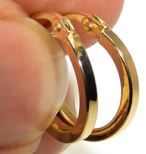 9ct gold hoop earrings round 12mm creole sleeper 9 carat yellow gold new boxed