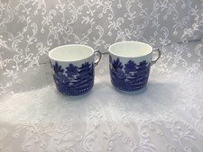 Cauldon China - Blue & White Willow Pattern small Mugs - Bone China