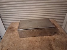 Vintage Silver Metal Cigarette Box, Wood Lined 1960s