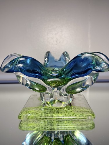 Bohemia art glass dish - glass,