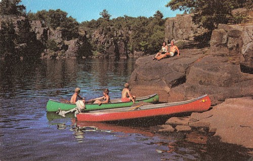 Postcard canoe outboard motor - postcard,