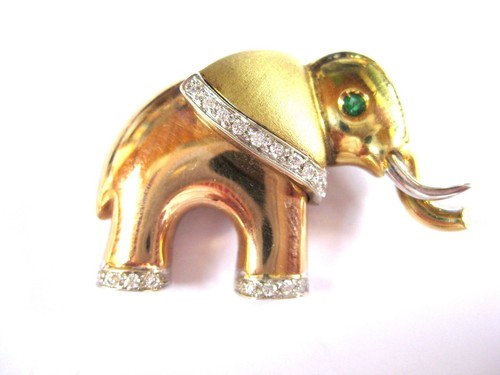 Brooch gold 750 with - 750, emerald