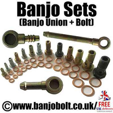 Banjo Union and Banjo Bolt 2pc Set. (Inc. Washers) (Various Sizes) 