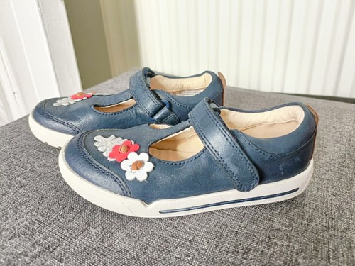 Clarks kids girls navy - navy, leather