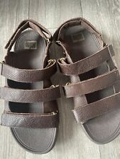 FitFlop Ethan Men's Textured Leather adjustable strap Comfort Sandal Brown uk 10