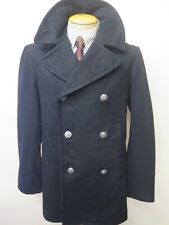 Vintage 1970's US NAVY PEA COAT Naval Clothing Kersey Wool S 36" Euro 46