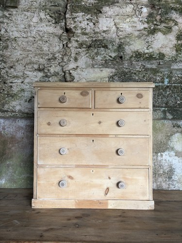 Victorian stripped pine chest - pine,