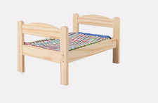 Ikea DUKTIG Doll's bed with bedlinen set, pine/multicolour - LANCS