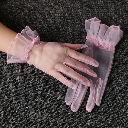 Women sheer tulle gloves - tulle,