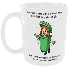 Funny Wheelie Bin Woman Mug